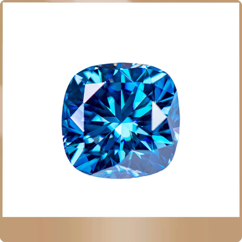 

Moissanite Stone Cushion Cut Sapphire Blue Color Lab Lab Growth Diamond Test Passed Gemstone for Jewelry Making GRA Certificate