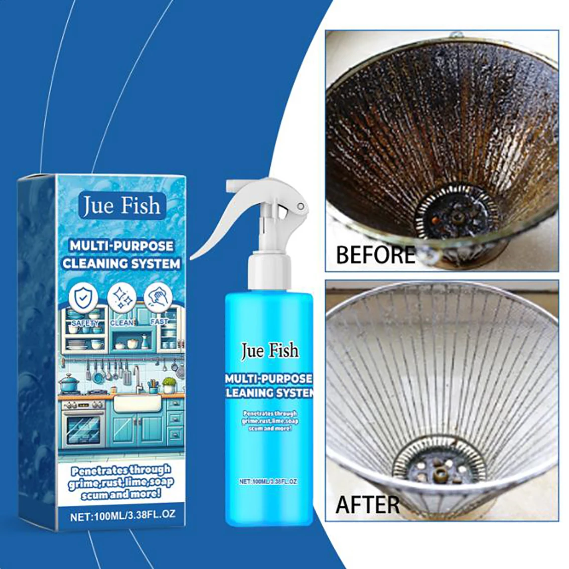

Powerful Kitchen Foam Cleaner, Heavy Duty Degreaser for Cooker Hood, Stove & Kitchen Surfaces