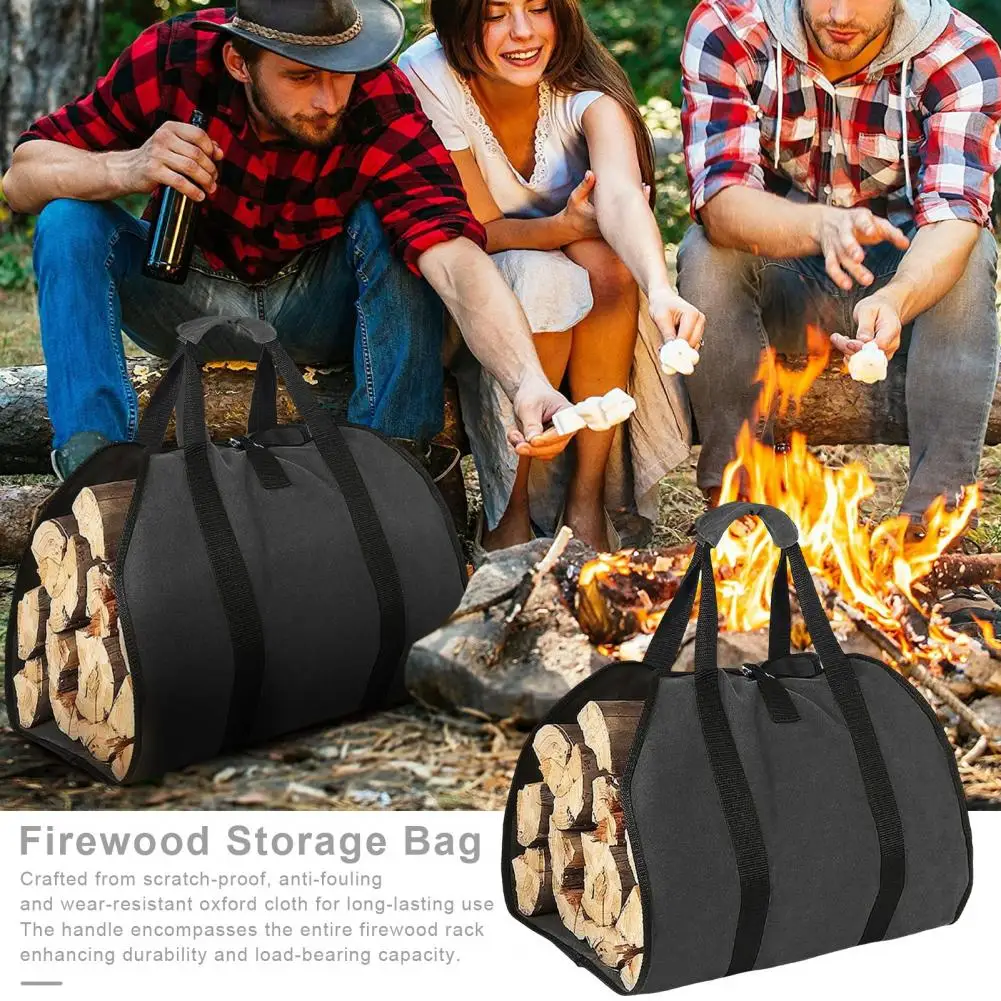 Oxford Cloth Firewood Carrier Firewood Transport Tote Durable Firewood Storage Bag with Handle Scratch-proof for Strong for Home