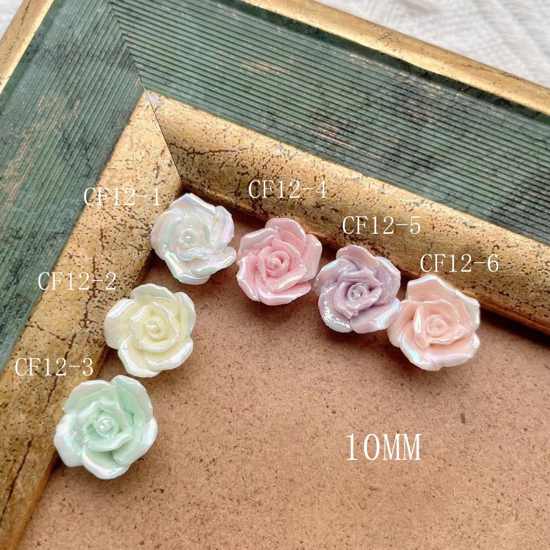 10pcs Cute 10mm Ceramic Rose Flower Nail Art Decoration Handmade Ceramic Flower CF12