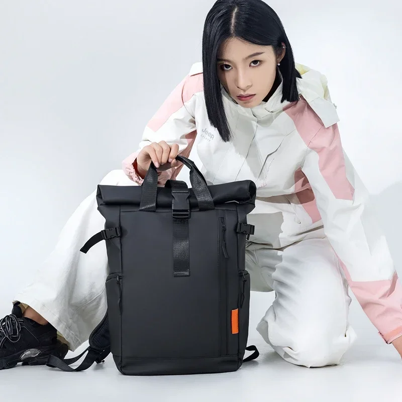 Unisex Modischer Minimalistischer Großraum-Wasserdichter Rucksack Tragbare College-Schultasche Trendiger Designer-Rucksack für Männer – Detail 9