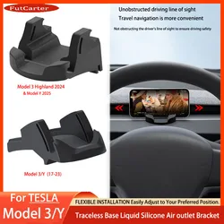 For Tesla Model 3 Y Highland 2017-2025 Liquid Silicone Rubber Car Phone Holder No trace Clip-on For Dashboard Air Vent