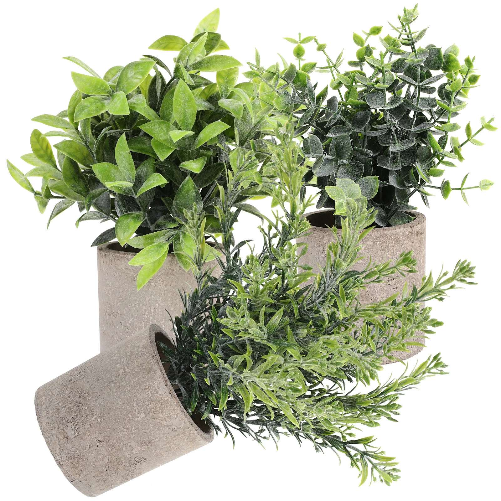 

3pcs Artificial Potted Plants Faux Eucalyptus Bonsai Realistic Home Office Decor Tabletop Greenery Farmhouse Style Kitchen