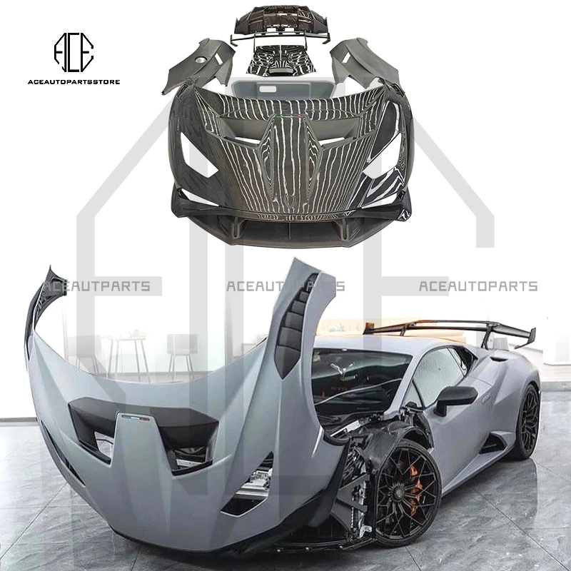 STO Style dry Carbon Fiber Body kit For Lamborghini Huracan LP610 LP580 EVO hood Car Bumper Spoiler Side skirt mirror Door panel