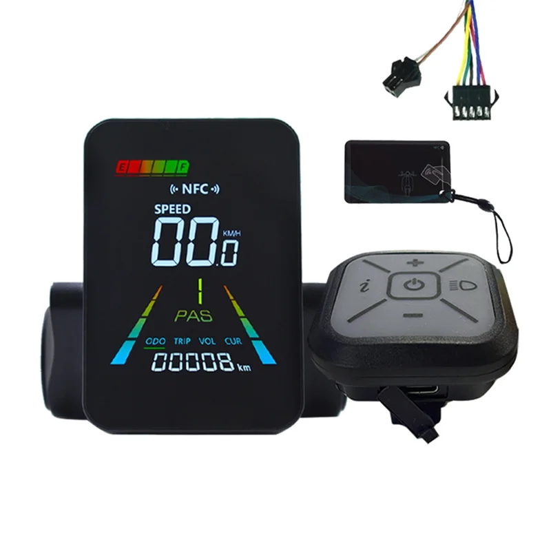 F3 Electric Scooter NFC LCD Display Color Animated Meter UART Interface 24V/36V 48V/60V E-Bike Smart Meter Speedometer SM5+ 2PIN
