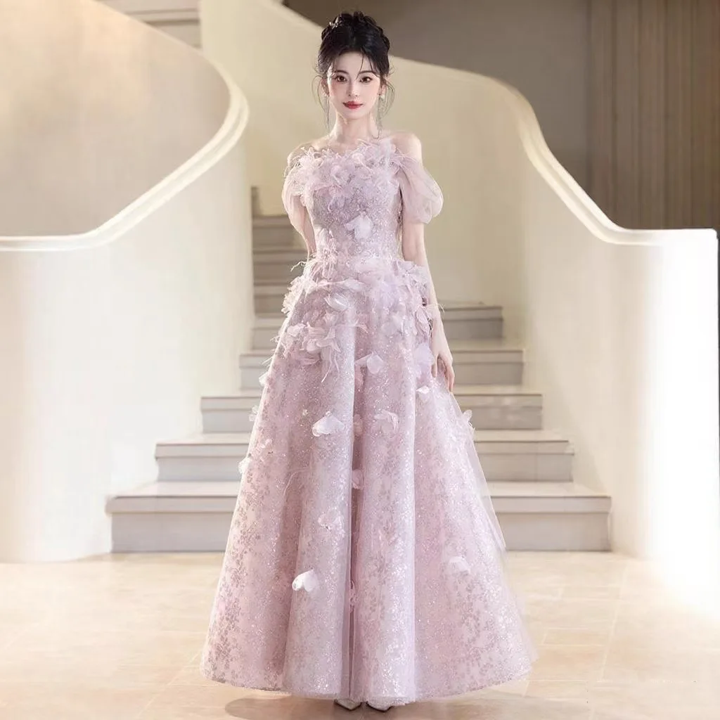 

Женское вечернее платье Ele Feather, новинка 2025, элитное обручальное платье Par Host, роскошное платье для атласа, китайское производство