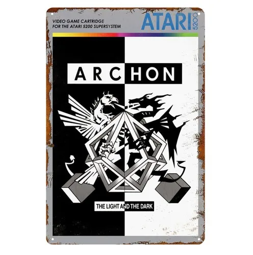 Placa de Metal Colecionável Archon Retro Video Game