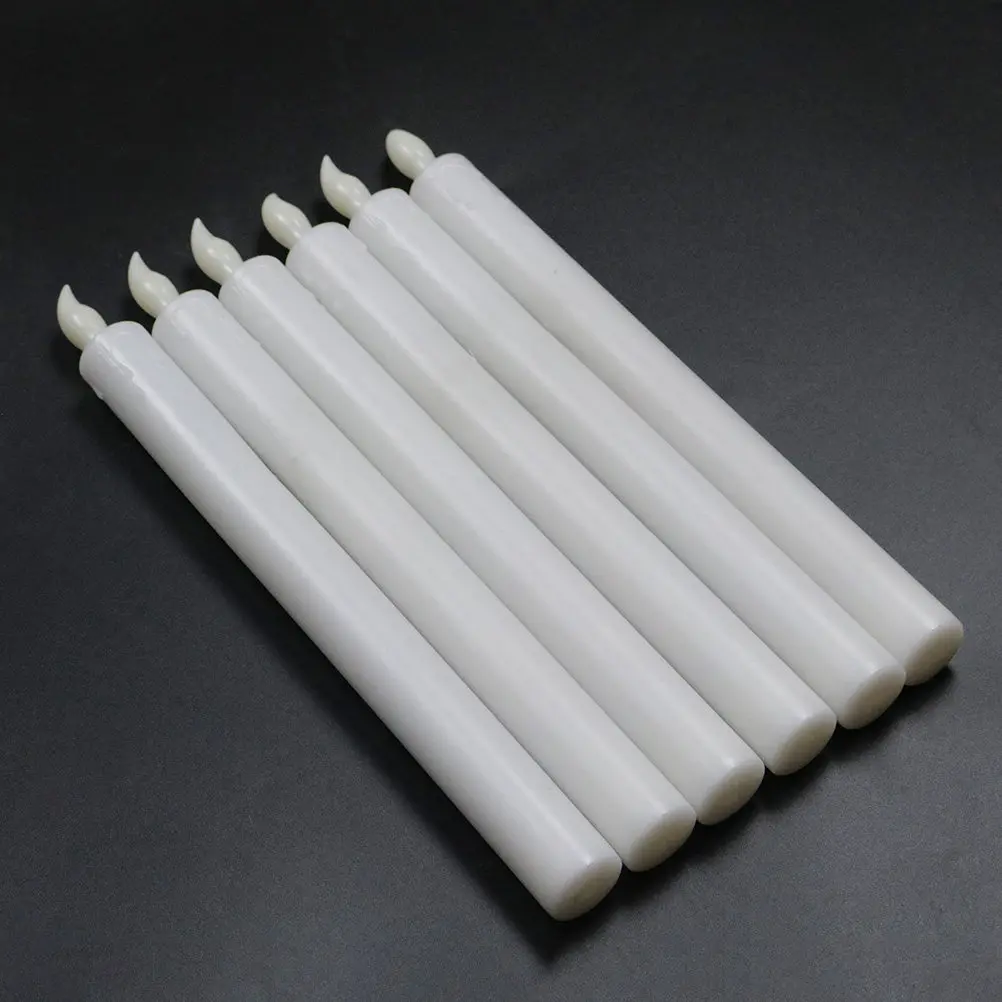 6Pcs LED Electronic Candles Long Flameless Lights Yellow Flash Decorative Lamps for Halloween Christmas Engagement Party