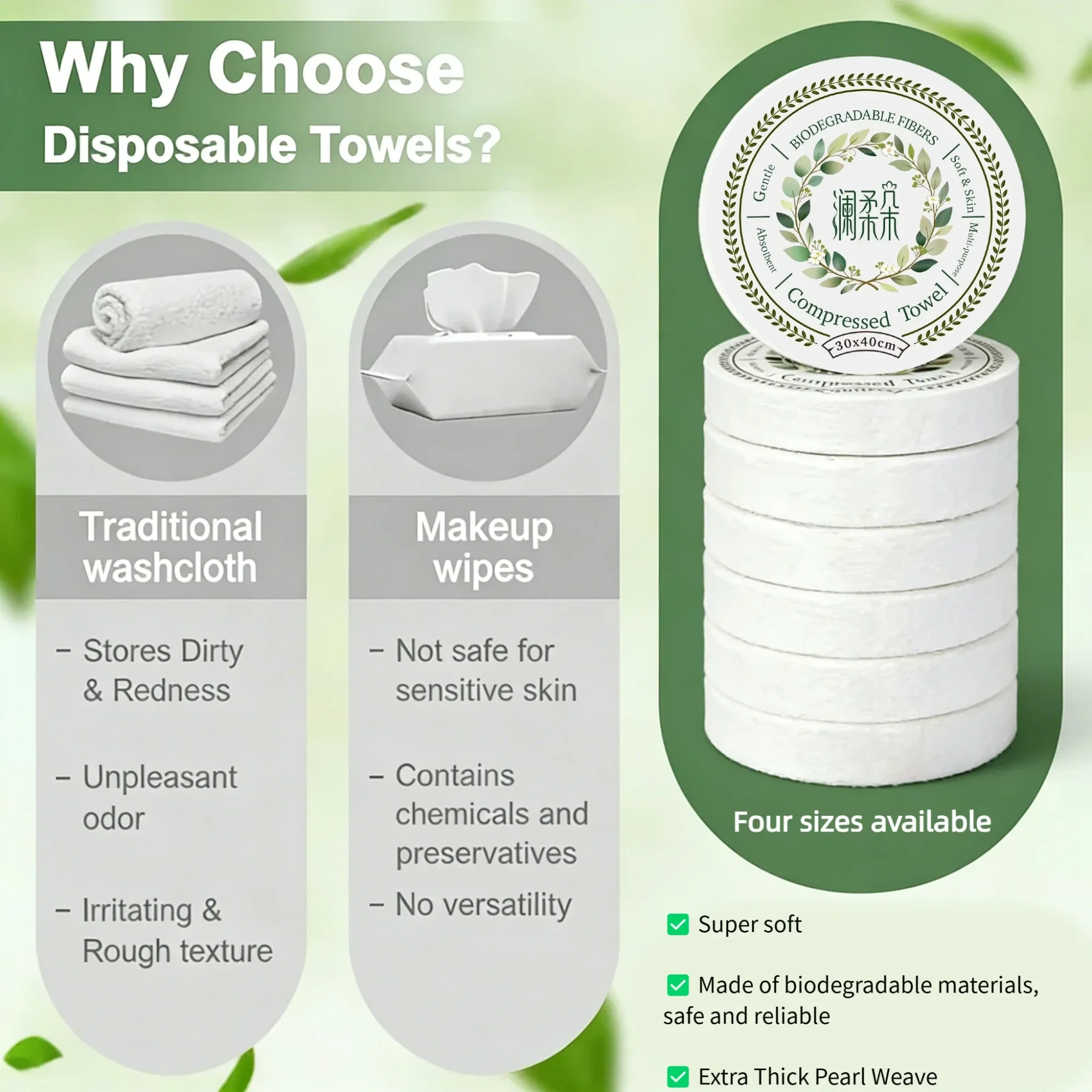 Portable Highly Absorbent Travel Towels, Disposable Compressed Towels, Thickened Pearl-textured Travel Towels, in Various Sizes