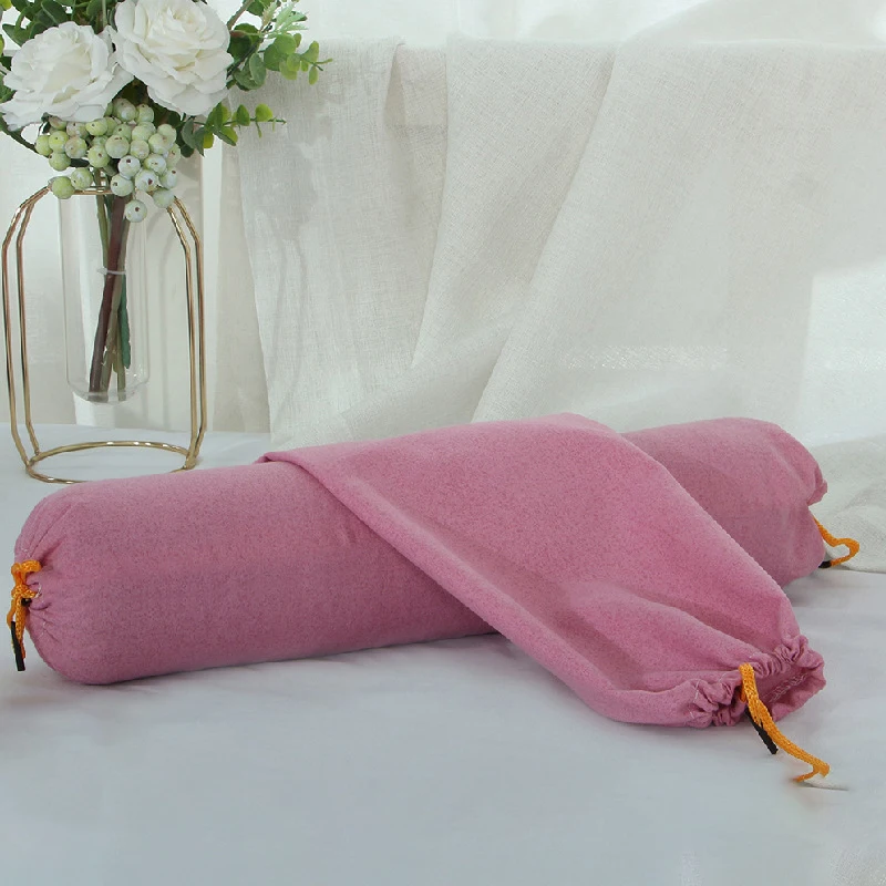 Funda de almohada cilíndrica con diseño de doble cordón, cubierta de cojín para cama, sofá, cuello, espalda, soporte para la cintura, caramelo