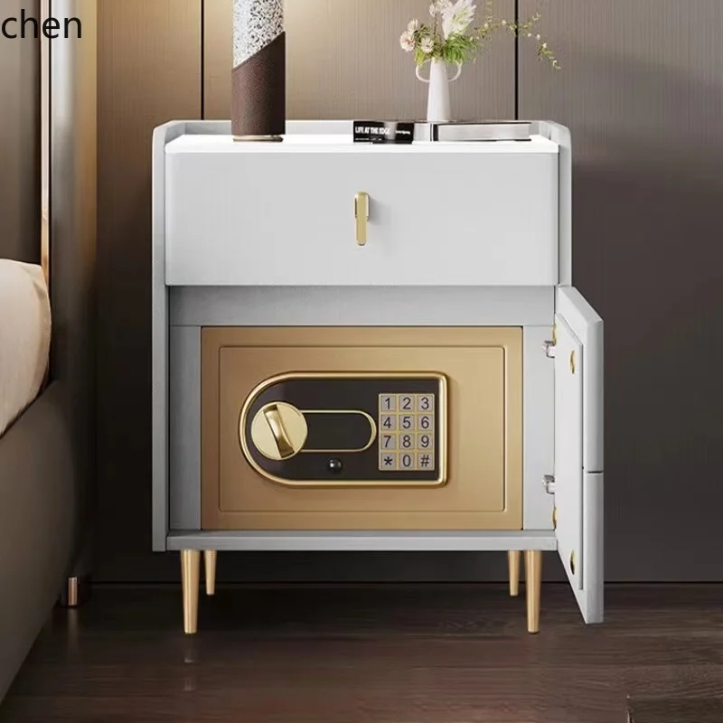 A3-5 Bedside Table with Safe Integrated Solid Wood Lig Luxury High-end Simple Modern Home Bedroom Smart