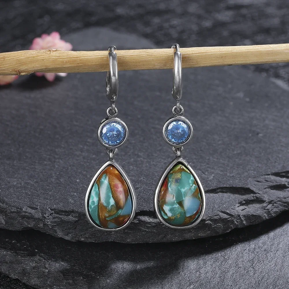 Emperor Stone Earrings S925 Silver Vintage Elegance Irregular Oval Cutout Classic Vintage Jewelry Gifts for Women