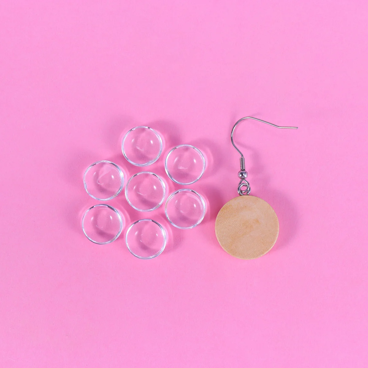 

40Pcs Wooden Ear Hook Trays Earring Accessories 12mm Round Cabochon Bases DIY Photo Pendant Settings Craft Round Pendant Trays