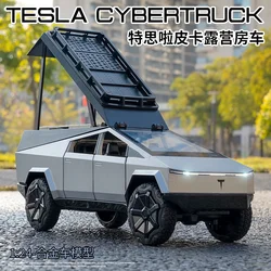 1:24 alloy Tesla pickup truck camping RV toy model decoration gift