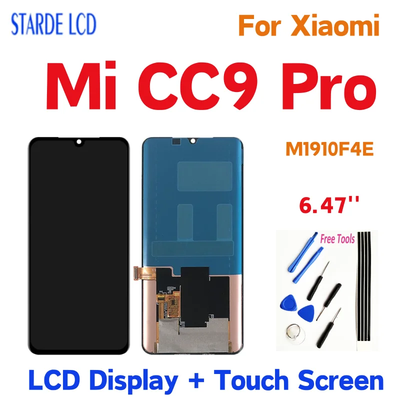 6.47 inch Super AMOLED For Xiaomi Mi CC9 Pro LCD Display Touch Screen Assembly For Xiaomi cc9 pro M1910F4E LCD Replacement Parts