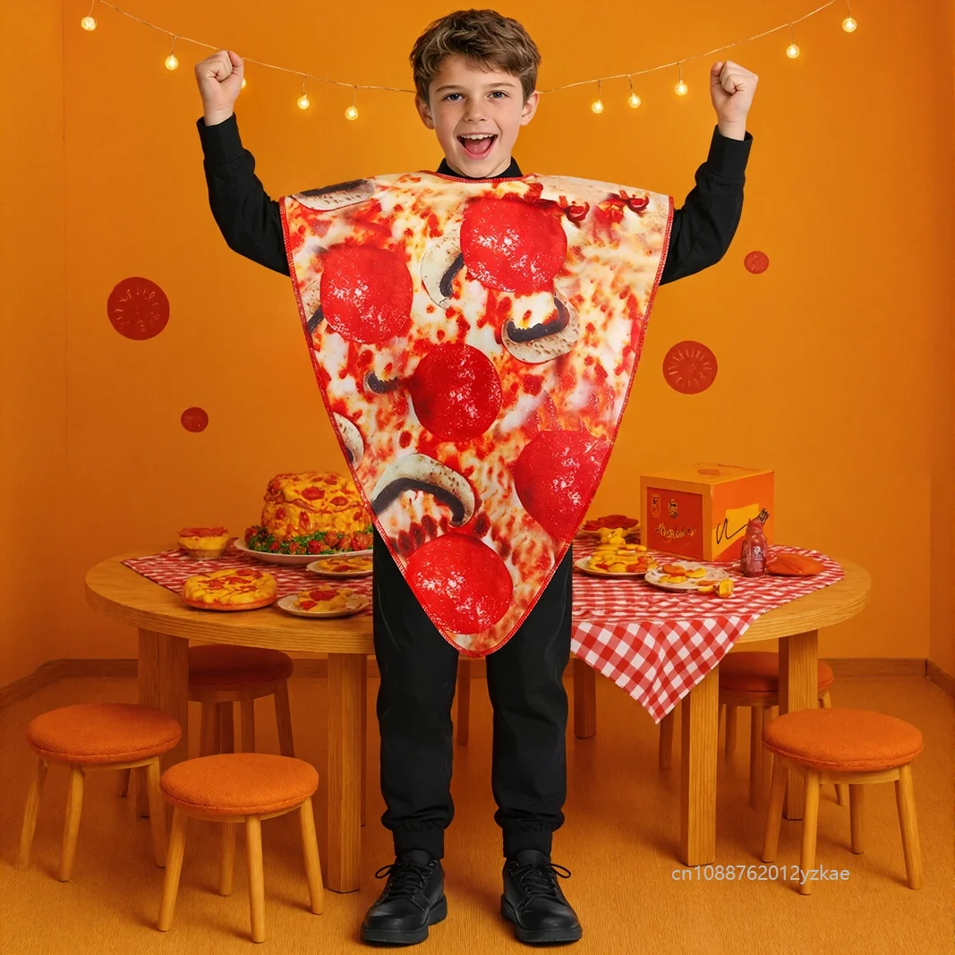 

Enfant' Fun Pizza Costumes Halloween Food Niños Niña Role-playing Group Smock Carnival Easter Purim Party Performances Costumes