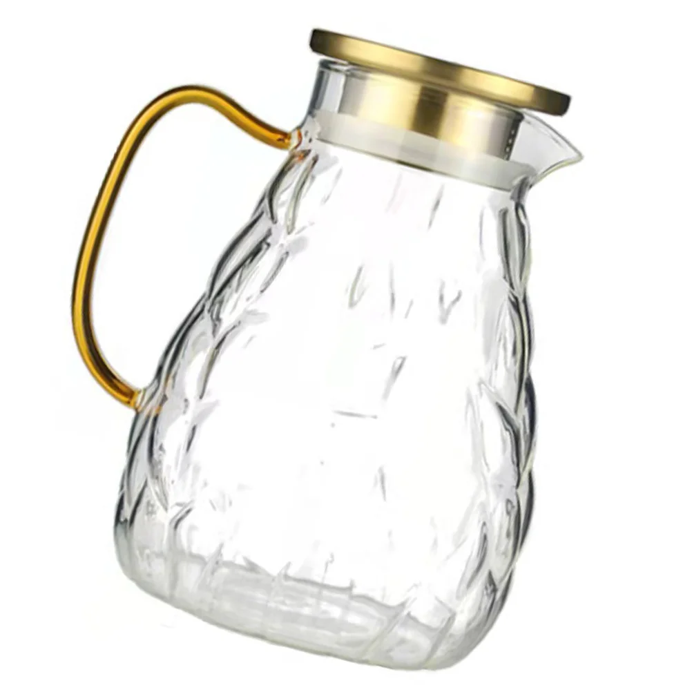 

1Pcs Cold Water Jug Stainless Steel High Boron Glass Large Capacity Transparent Teapot Juice Container for Office Home