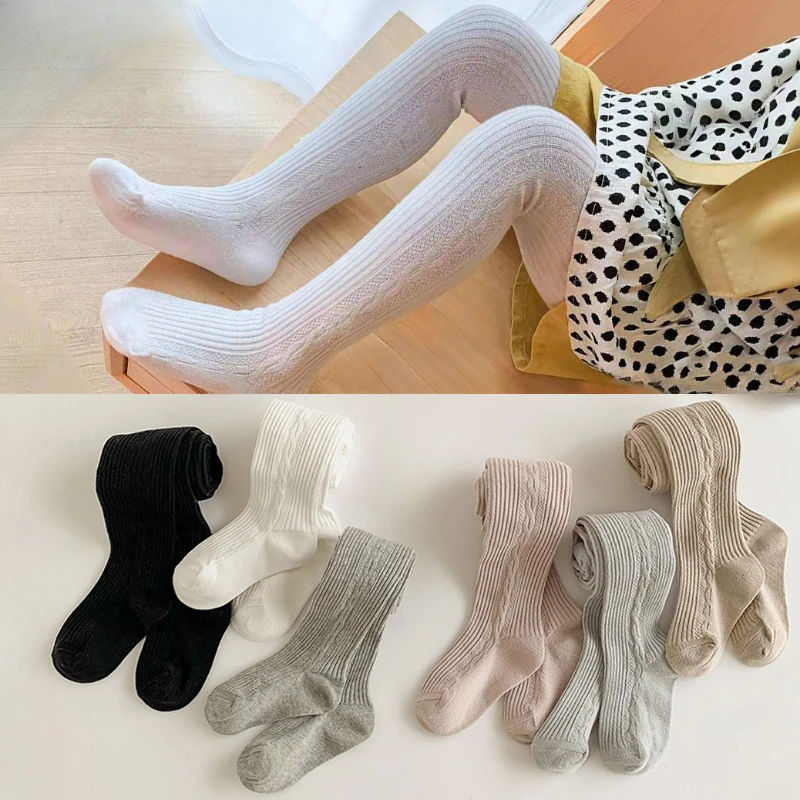 2025 Spring Knitted Baby Pantyhose For Girls Twist Children Bottom Toddler Kid Ribbed Stockings Cotton Princess Dance Tights