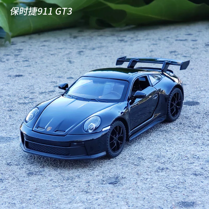 1:32 porsche 911 gt3 supercar liga modelo de carro com puxar para trás som luz crianças presente coleção diecast brinquedo modelo ornamento todos