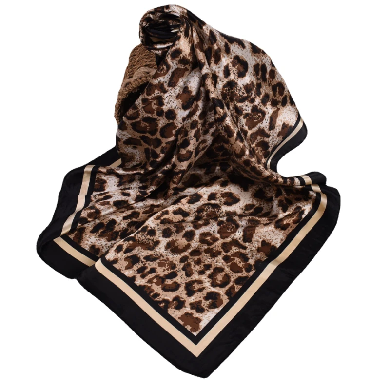 New Leopard Print Scarf in Autumn Winter 90x90 Square hijab New Arrivals 2024 luxury Scarf Women Thin Scarf Modal Hijab Uv Mask