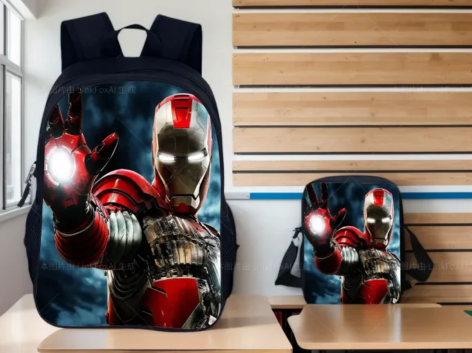 

Little Child Classic Lightweight Backpack with Shoulder Bag 2Pcs Set,Iron Man Superhero Casual School Bookbag for Student