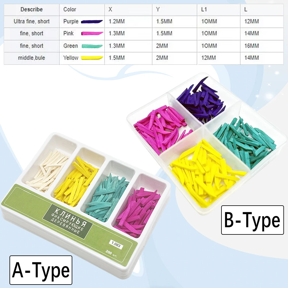 

200 Pcs Dental Interdental Wood Wedges Tooth Gap Wedges with Specially Treated Tips for Gum Protection in 4 Sizes