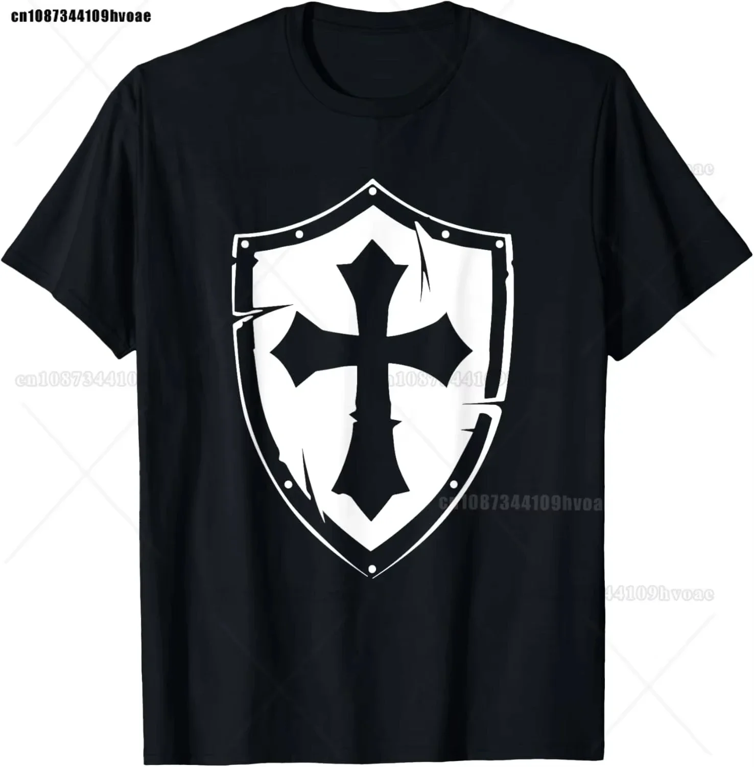 Men's Templar Knight Crusader Christian Graphic T-Shirt 2026 Summer Black Cotton Oversized Streetwear Tee for Faith Fans view 4