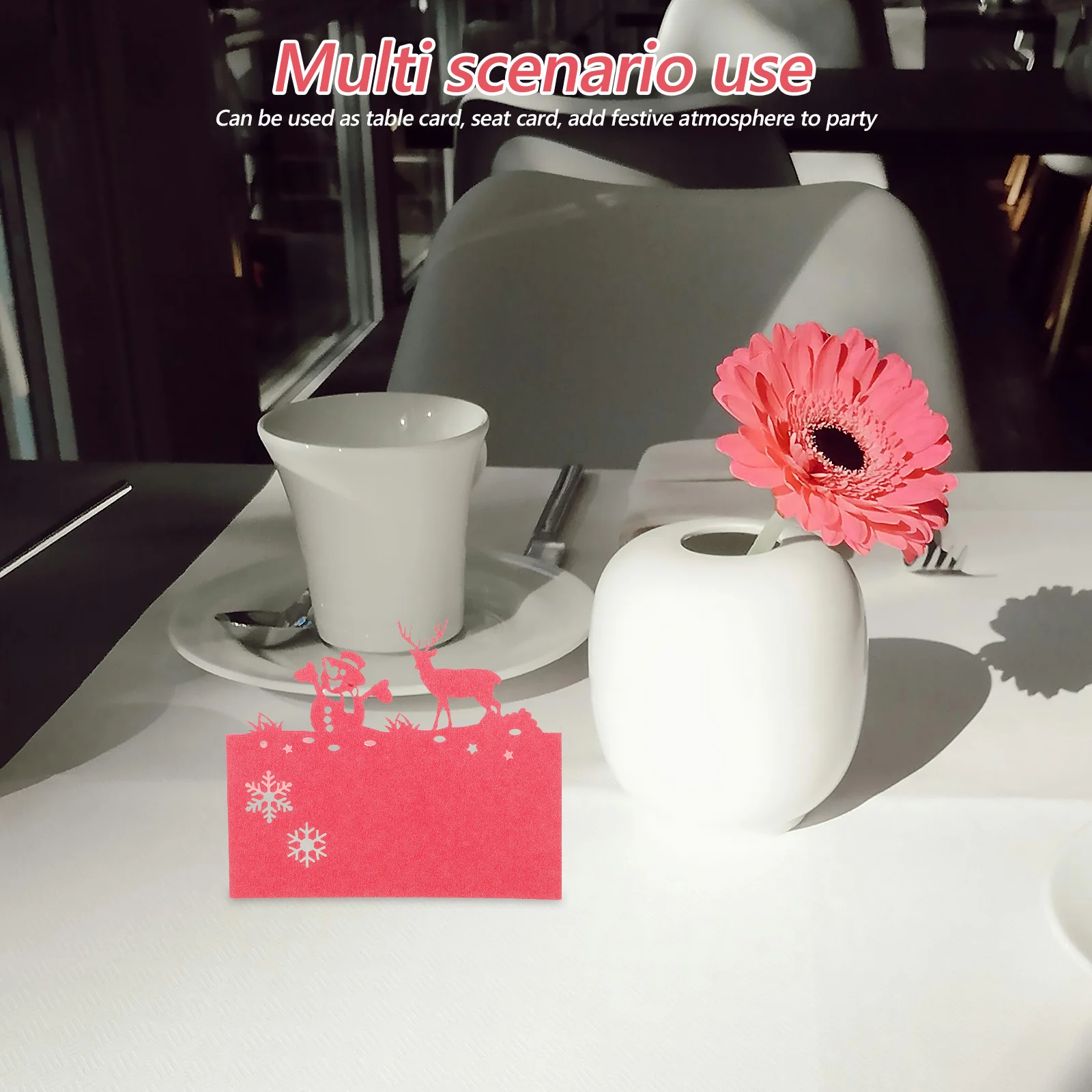 

50Pcs Seat Cards Elegant Christmas Reindeer Snowman Design Table Name Tags for Holiday Party Dinner Wedding Festive Gathering