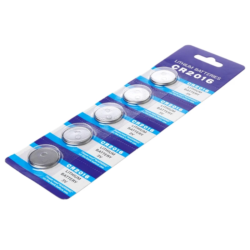 5Pcs/card CR2016 2016 3V Lithium Button Cell Batteries for Car Starter Remotes for Key Garage Door Openers