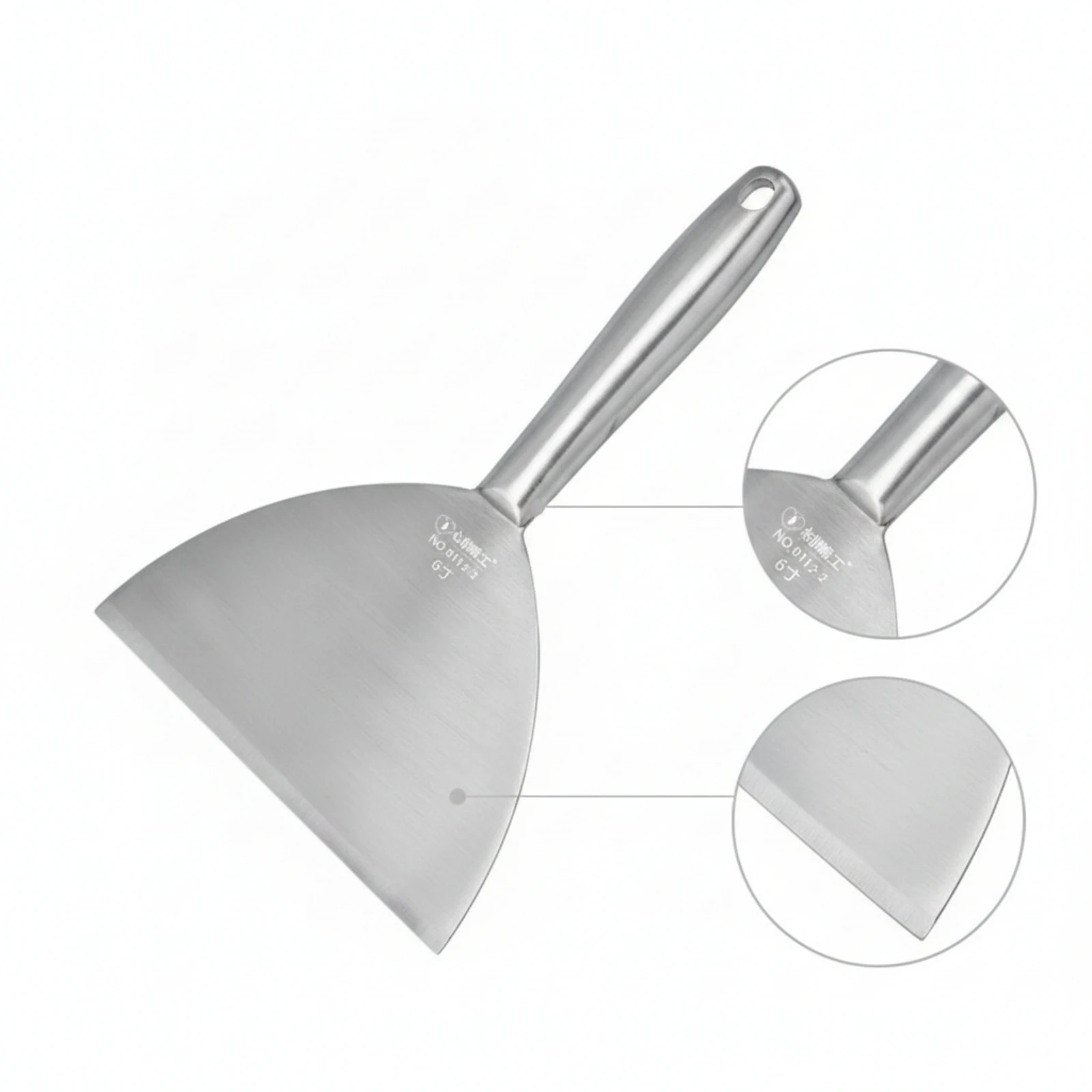 Scraper Spatula One-Piece Stainless Steel Scraper Metal Spatula with Flat Blade Hand-Held Long-Lasting for Chefs, Griddle, Grill
