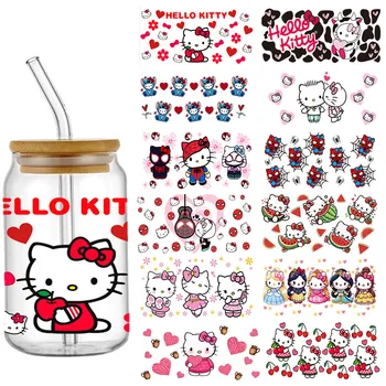 Cartoon Hello Kitty 16OZ UV DTF Cup Wraps Transfer Sticker Wodoodporne naklejki transferowe do naklejek na szklane kubki 16oz