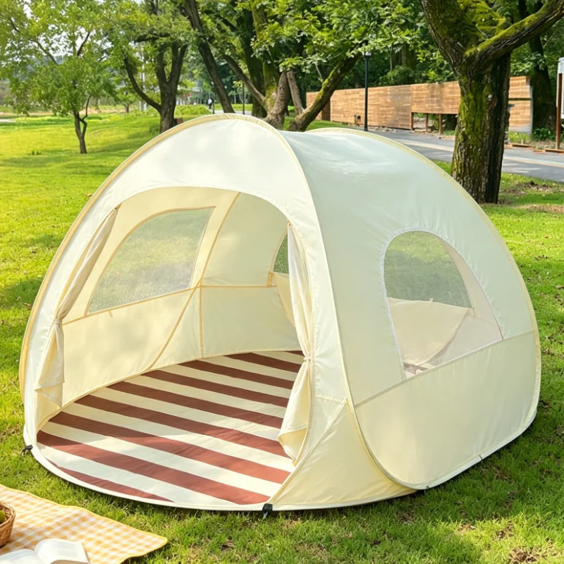 Automatic Pop Up Beach Tent Sun Shelter UV Protection Portable Camping Canopy Outdoor Picnic Shade Tent With Striped Mat