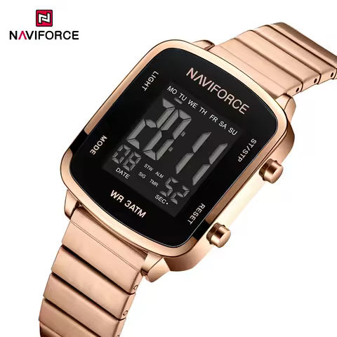 NAVIFORCE Fashion Digital Watches for Women Sport Waterproof LCD Date Display Steel Strap Electronic Wristwatch Relogio Feminino
