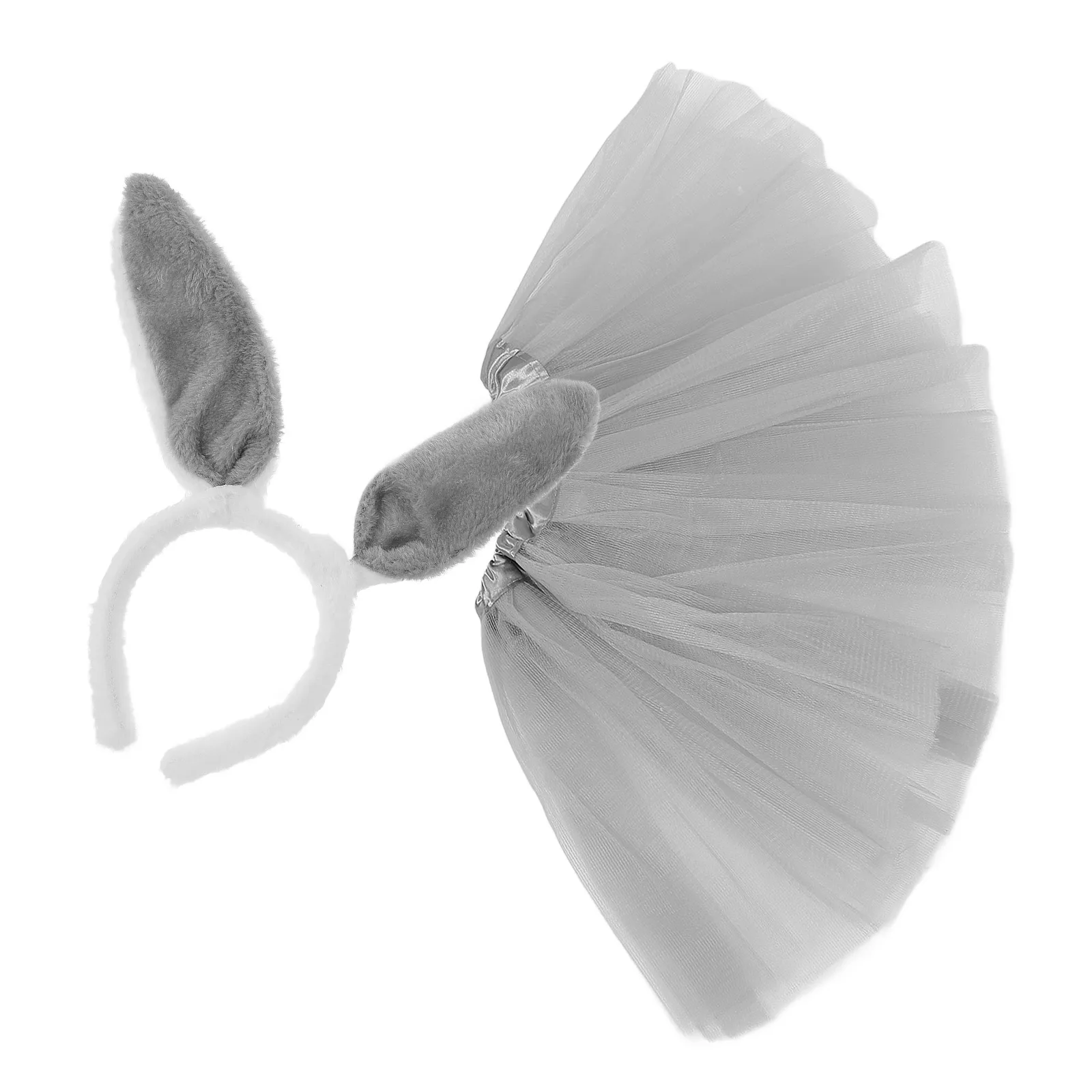 

1 set 1 Set Rabbit Headband Skirt Set For Girls Easter Cosplay Costume Party Uniform Mesh Outfit Photo Prop Festival Gift