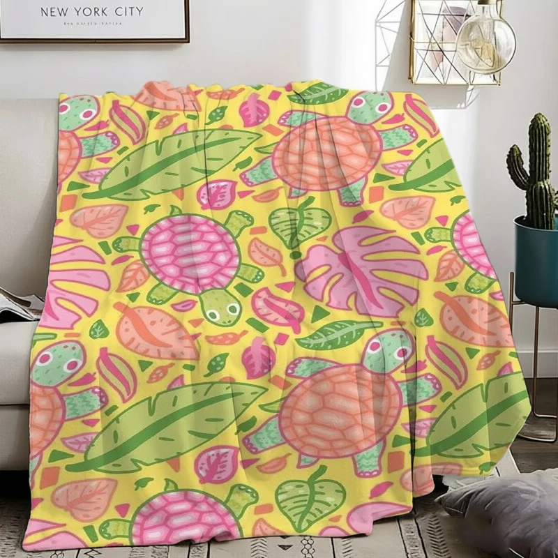 Teal Water Shell Turtle Pattern Fleece Blanket For Aquatic Bedroom Decor Lightweight Plush Throw Blanket Cloak