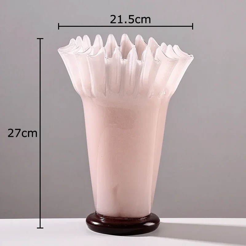 Lotus Leaf Edge Decorative Glass Vase Hydroponics Plant Pots Table Decoration Flower Arrangement Vases Room Aesthetic Decor