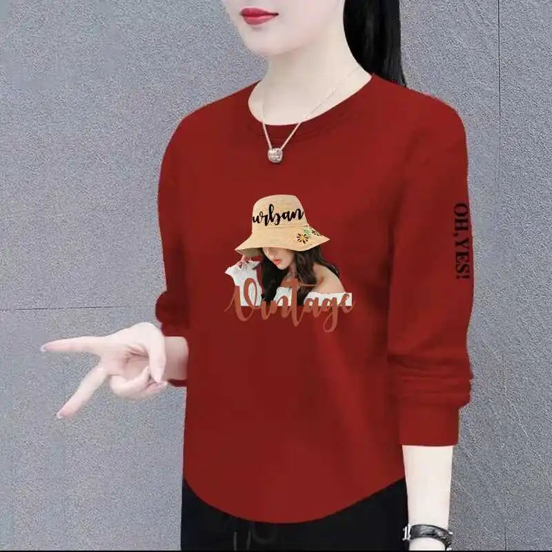 Long Sleeve round Neck Sweatshirt for Middle-Aged And Elderly Women Fashionable Comfortable Casual Streetwear Spring 2025