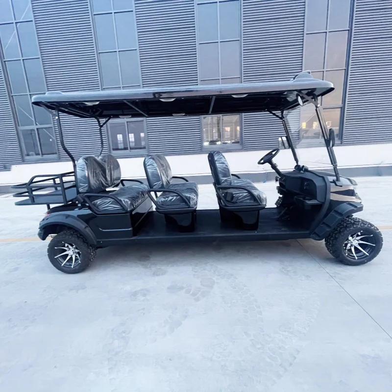 

Classic Golf Cart, Luxury Electric Golf Cart In The United States With Folding Windshield Rear Cargo Box Roof LED Light Strips