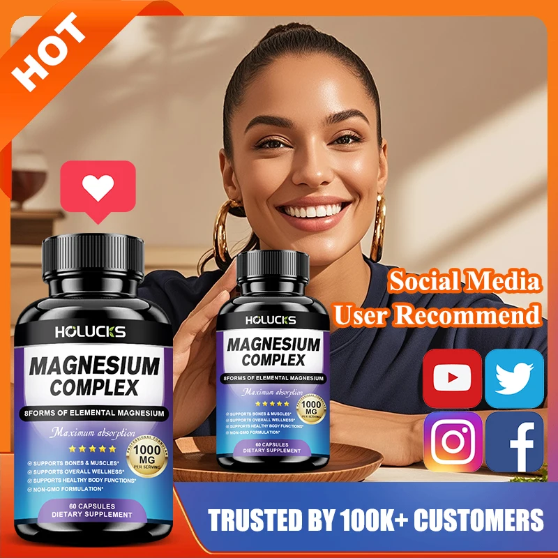 

HOLUCKS 8 Forms Magnesium Complex Supplement, Support Nervous System, Improve Sleep Quality & Relieve Muscle Cramps for Adults