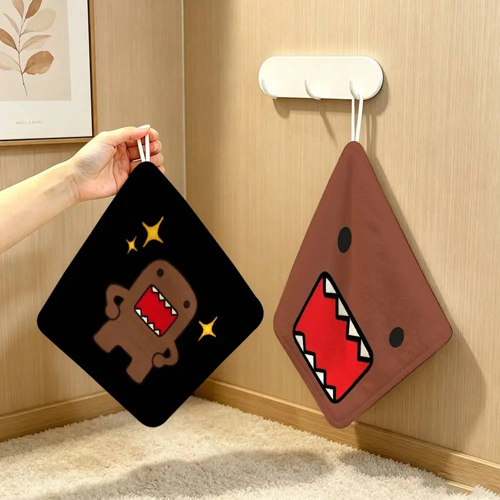 Character Cute Domo-Kun   Polyester Cotton Hanging Kitchen Towel Skin Friendly Hand Wiping Towel For Hotel Cafe Household