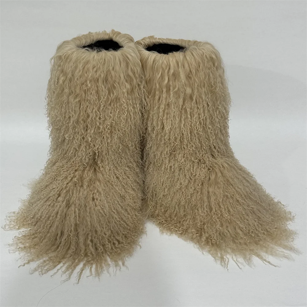 

Real Mongolian Fur Boots Wool Boots Warm Snow Boot Fur Shoes