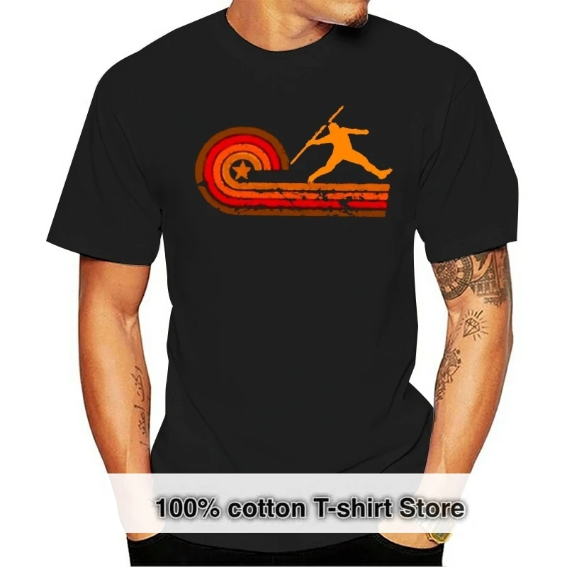 100% Cotton O-neck Custom Printed Men T shirt Retro Style Javelin Throw Vintage Track Women T-Shirt