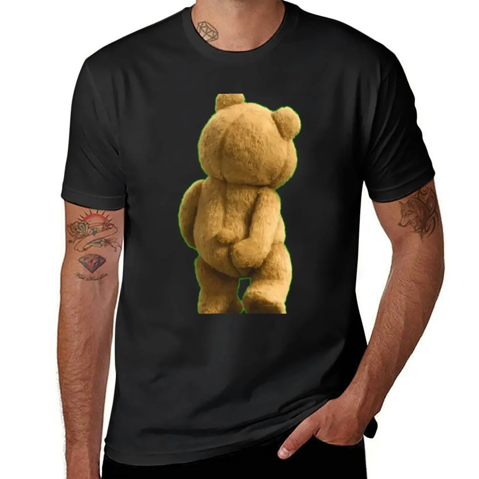 ted bear scratching his ass. T-Shirt quick drying customs Men's cotton t-shirt