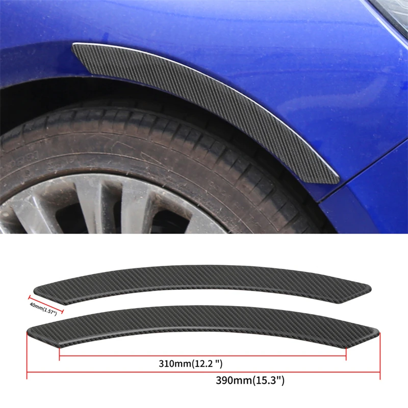 2Pcs 15\'\' Carbon Fiber Pattern Car Wheel Eyebrow Arch Trim Lips Strip Fender Flare Protector Mud Flap Splash Guards Protector