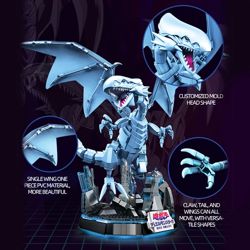 AREAX Blue Eyes White Dragon Building Blocks Classic Card Game Model Bricks Desktop Decoration Ornaments Children\'s Toys Gift