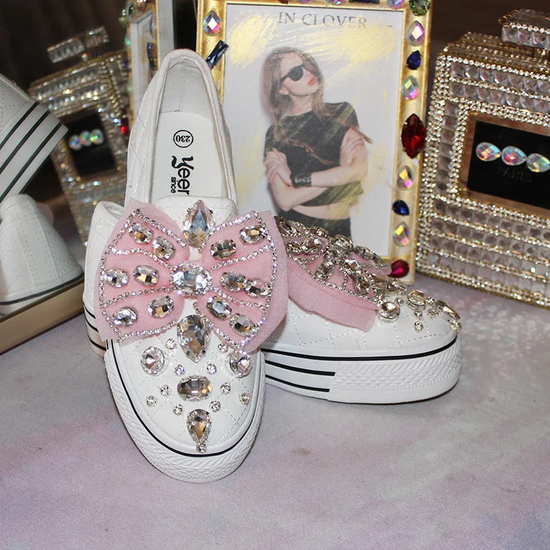 New Joker Rhinestone Soft Bottom Flat Bow Casual Shoes