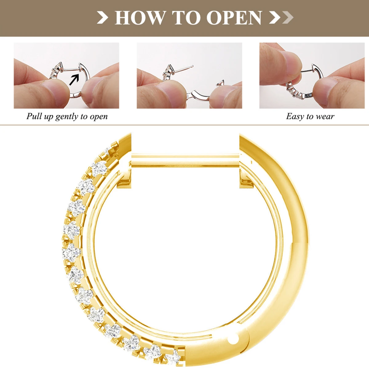 Kirin Palace Hoops Earrings 750 18K 585 14K White/Yellow Gold Real D VVS1 Moissanite Earrings Women Sparkling Jewelry Gifts