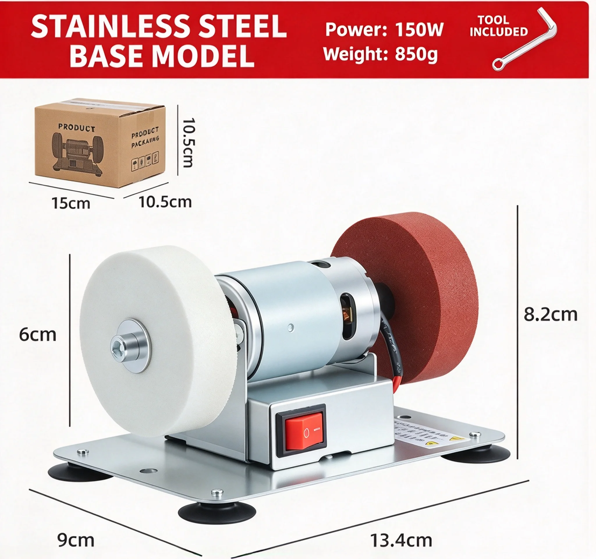 Mini Bench Grinder Speed Adjustable Portable EU Plug Desktop Electric Grinding Machine for Home