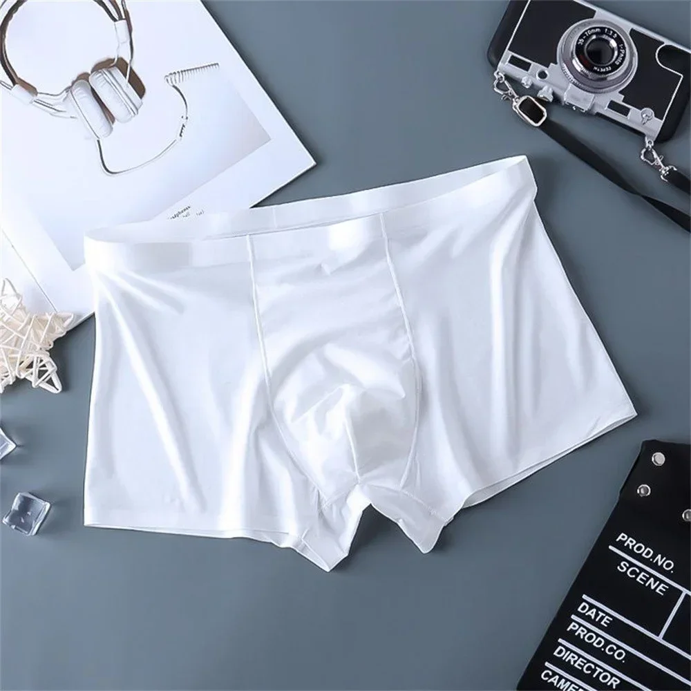 سلس الحرير الجليد الملاكمين الرجال حجم كبير النايلون الملابس الداخلية السراويل التجفيف السريع الصيف الرياضة الذكور سراويل