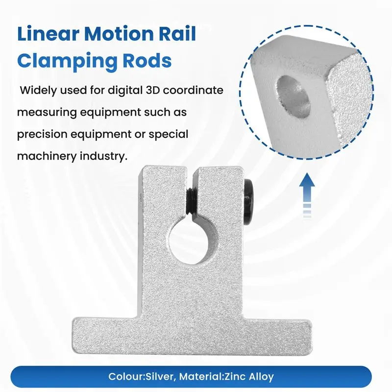 A93E-2 Pcs Linear Motion Rail Clamping Rod Rail Guide Support Shaft Bracket Coupling Mount SK8 8Mm